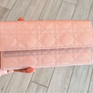 Christian Dior Quilted Patent Leather Clutch - Pink